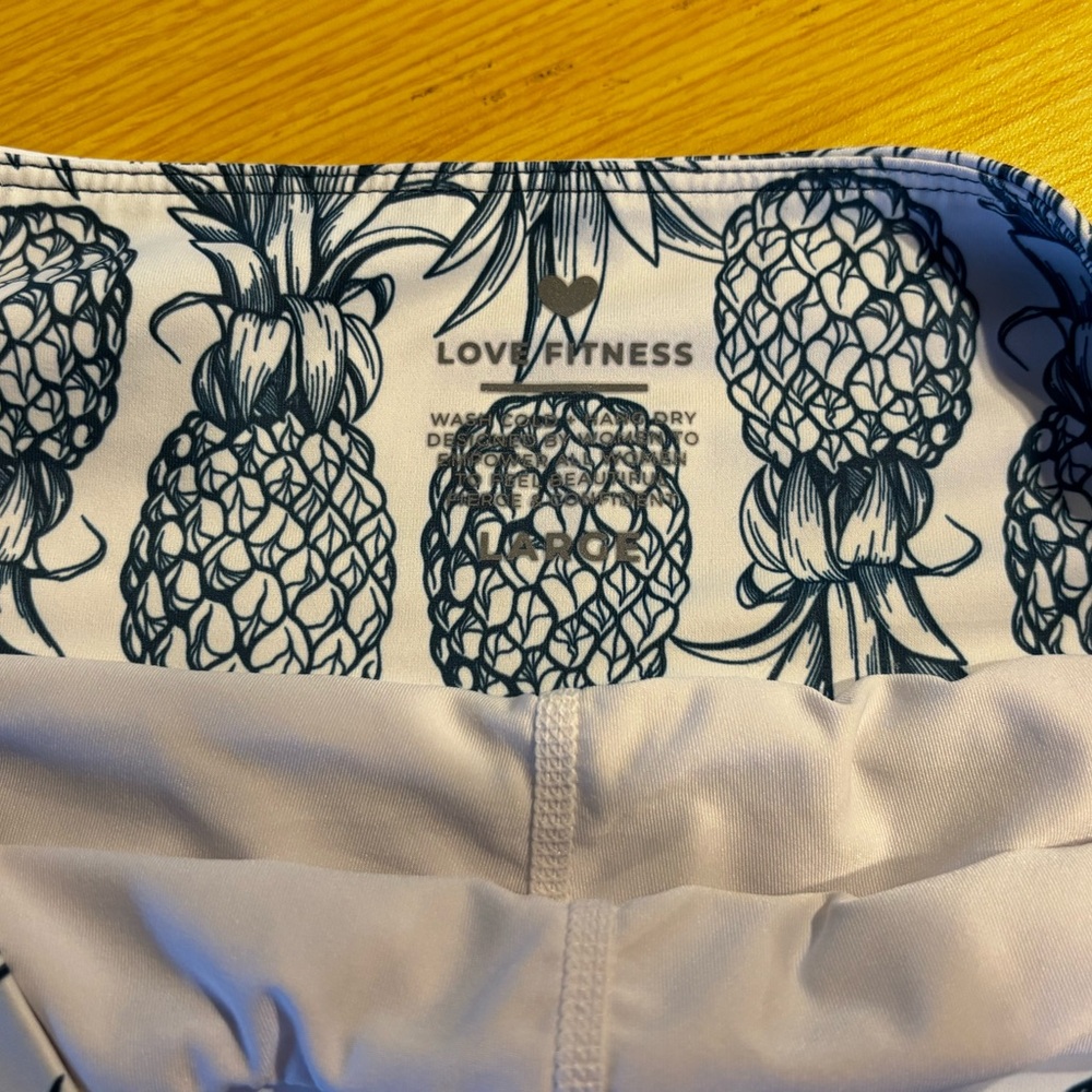 Love Fitness Apparel Pineapple Runner Women’s Athletic Shorts White/Teal Large - Picture 4 of 10